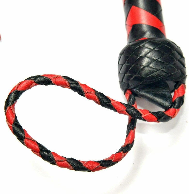 Red Rose Leather Flogger Genuine Bull Hide Cat-O-Nine Braided & Thuddy Floggers gallery