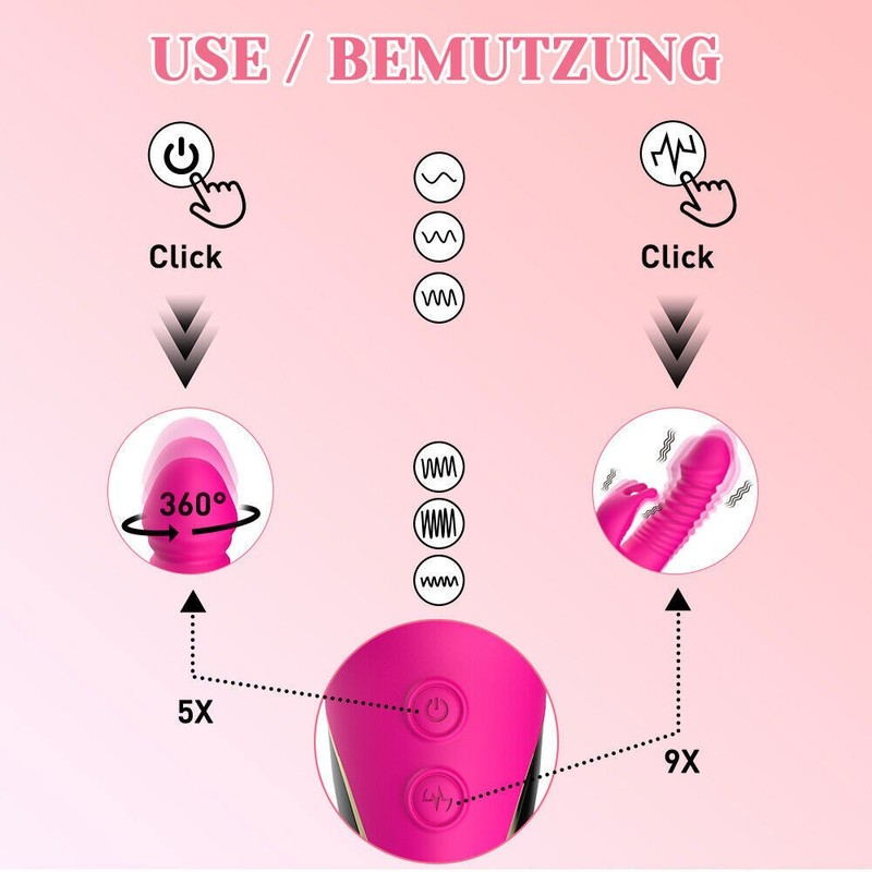 9 Vibrations-Vibrator-Female-5 Rotation-Thrusting-Dildo-G-spot-Clitoral-Sex-Toy gallery