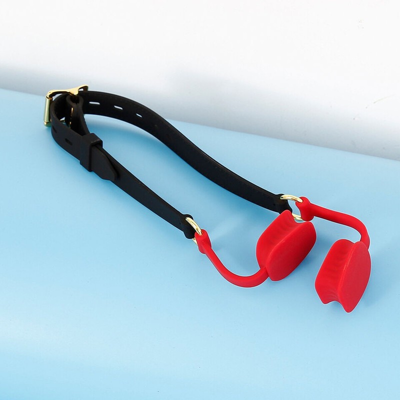 Silicone Lips O-Ring Mouth Gag With Head Harness Open Oral Fixation BDSM Bondage gallery
