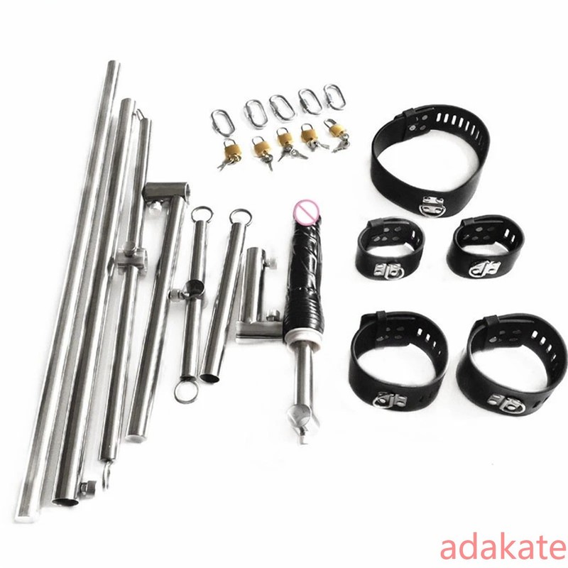 Unisex Stainless Steel BDSM Bondage Set Dildo Handcuffs Wrist Cuffs Neck Collar gallery