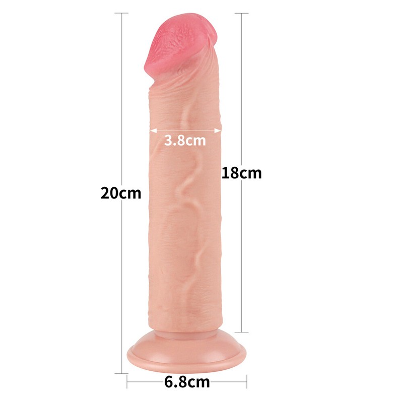 Lovetoy 8 inch Realistic Sliding Skin Dildo Dual Layer Suction Cup Cock No Balls gallery