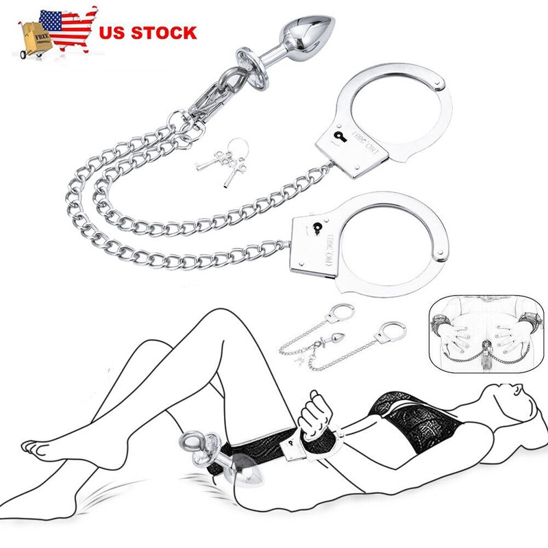 Male Handcuff Chastity Device Belt Lock Plug Trainer Women Restraints Bondage