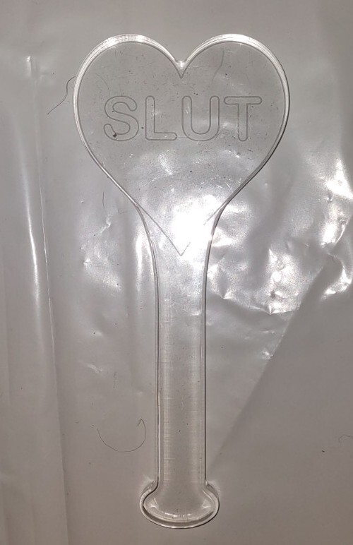 Sexy Clear Acrylic Adult Toy Paddle Heart Shaped With SLUT In Heart, BDSM