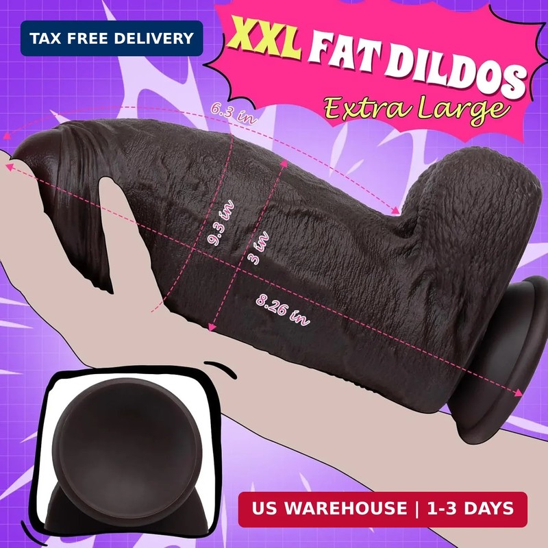 3" Diameter XXL Uncut Dildo - 9.3'' Girth Huge Big Black Thick Dildo with Strong gallery