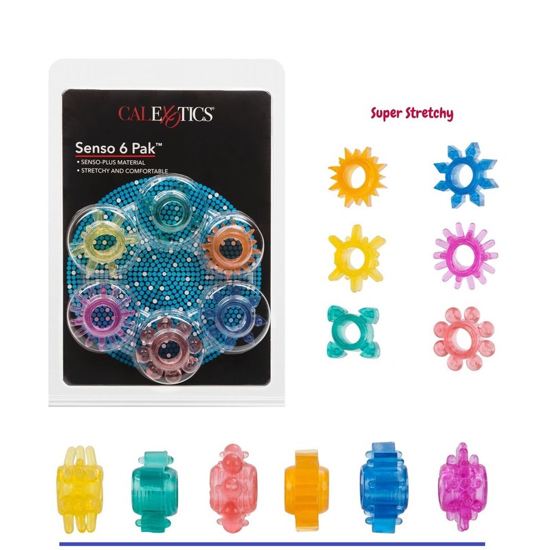 6-Pack Senso Cock Rings SUPER STRETCHY Clit Teaser ORGASM Enhancers for Couples