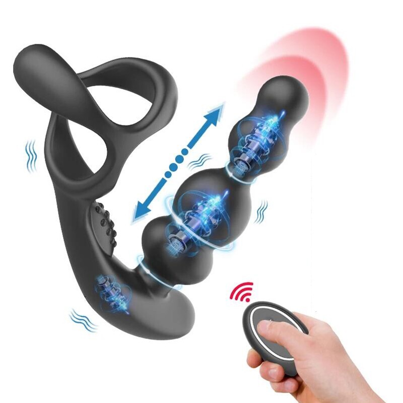 Anal Butt-Vibrator-Male-Prostate-Massager-Plug-Cock-Sex-Ring-Stimulator-Toys