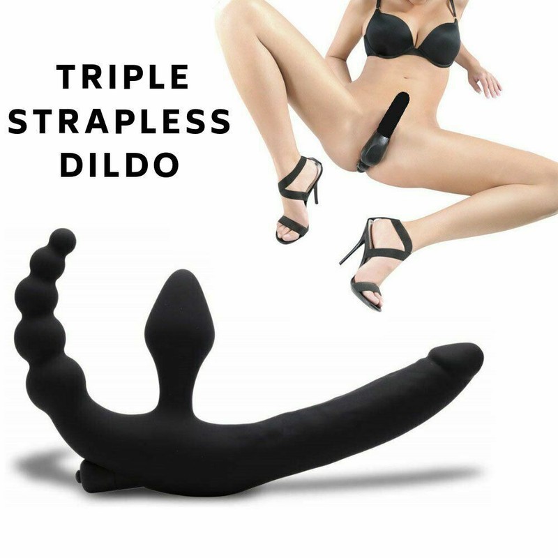 Adult Vibrating Lesbian Strap-on Dildo Vibrator Double Dong Anal Sex Toys US