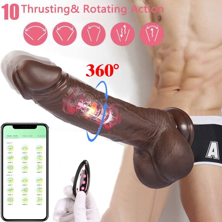 9" Realistic Dildo Suction Cup G Spot Thrusting Heating Vibrator Sex Toy Women gallery