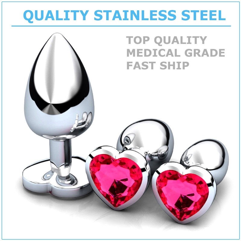 Anal Butt Plug Sex Toys Set Heart-Shaped Jewels Stainless Sex Toys for Women Men gallery
