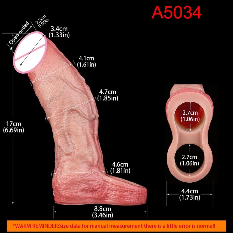 Silicone Inner Thread Design Penis Sleeve Dick Enlargement Hollow Dildo Sex Toy