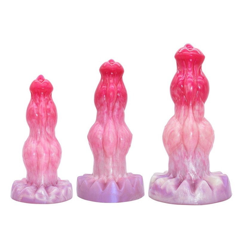 Pink Fantasy Muscle Texture Dildo Double Knots Suction Cup G-spot Adult Sex Toy gallery
