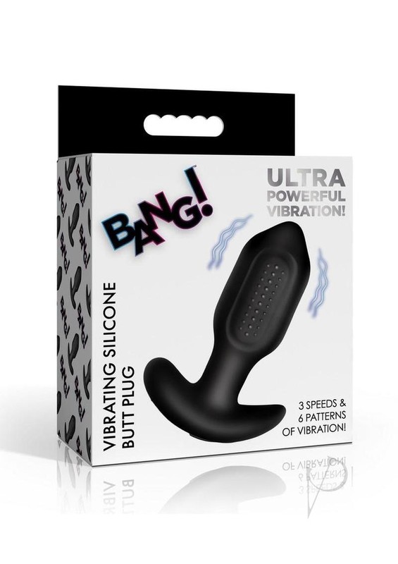 Bang! Bumpy Vibrating Rechargeable Silicone Butt Plug – Black