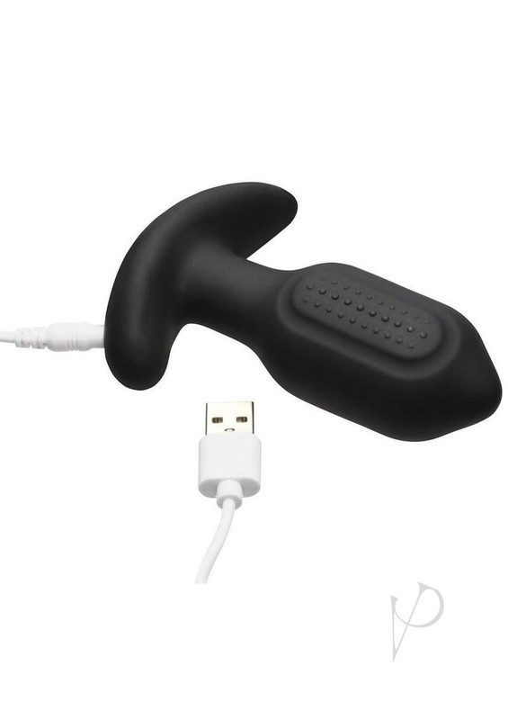 Bang! Bumpy Vibrating Rechargeable Silicone Butt Plug - Black gallery