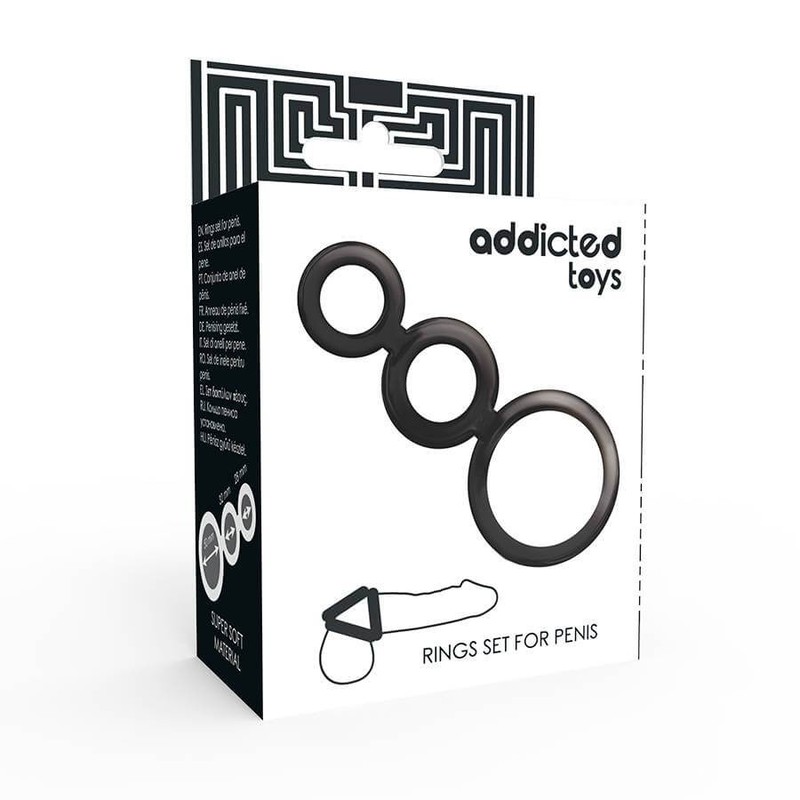 Addicted Toys - Black Silicone Phallic Ring Set gallery