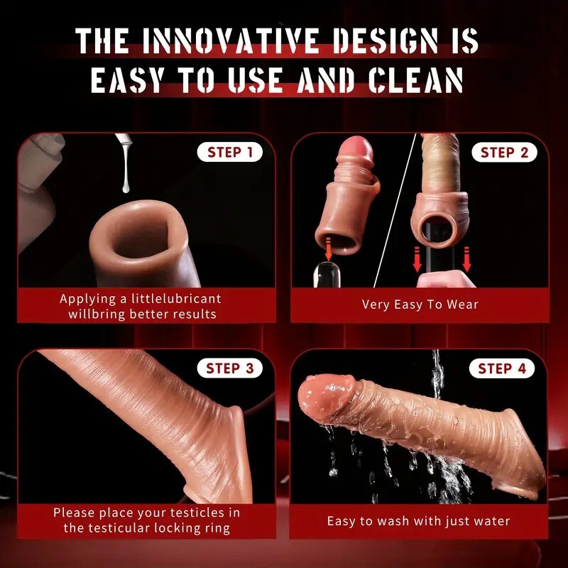 8"Realistic Extra Long Male Penis Extension Sleeve Extender Lifelike Cock Sheath gallery