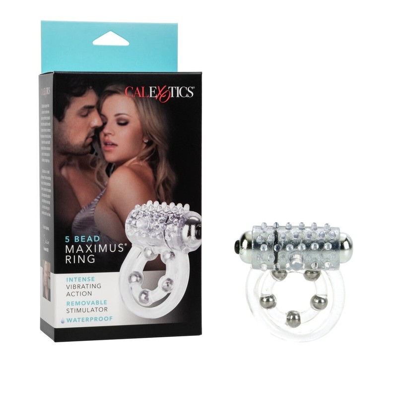 Maximus Vibrating Male Penis Erection Enhancement Cock Ring w/ 5 Stroker Beads