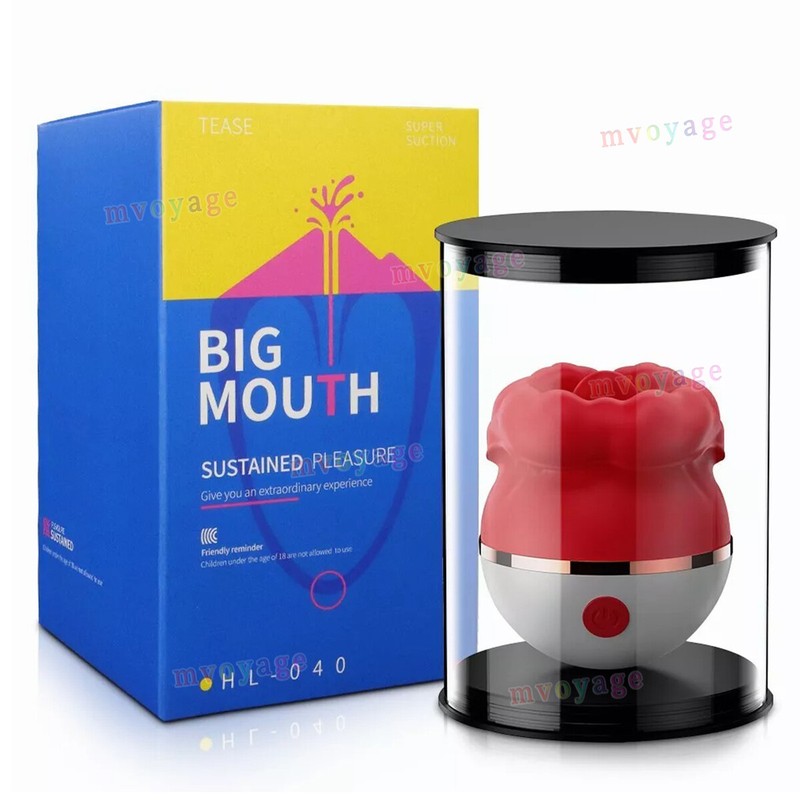 Rose Sucking Vibrator Oral Clit Licking Tongue G-Spot Dildo Sex Toys For Women