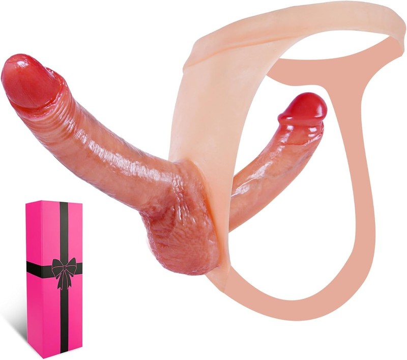 Silicone Strap On Double Ended Sided Dildo Set Harness Panties, Soft Elastic Wea