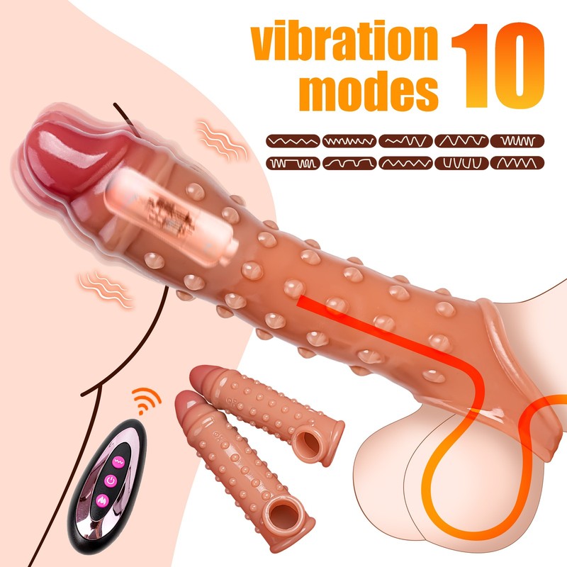 Male Vibrator Cock Girth Enlarger Enhancer Penis Extension Extender Sleeve Men gallery