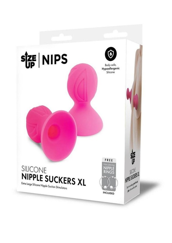 Size Up Silicone Nipple Suckers XL - Extra Large Pink with Nipple Rings gallery