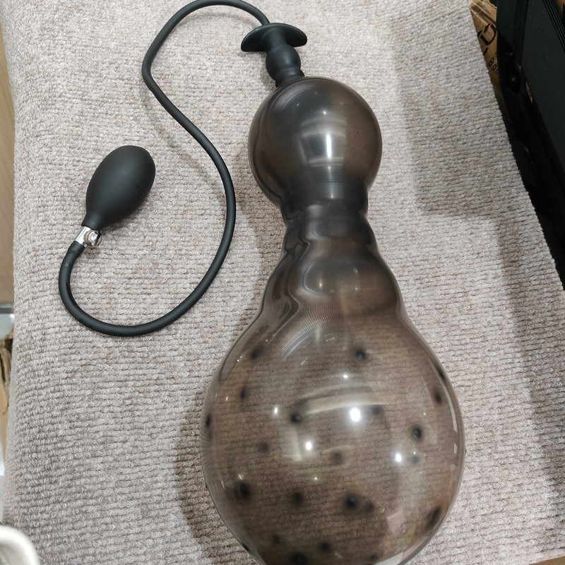 Inflatable Expander Dildo Anal Plug with Metal Massager Bead Prostate SM Sex Toy gallery