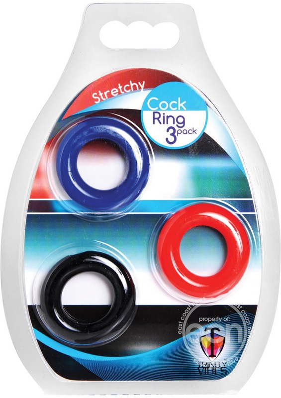 Trinity Men Stretchy Cock Ring 3 Pack – Assorted Colors