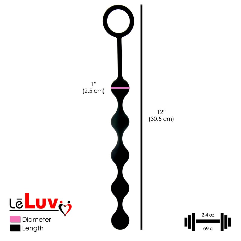 LeLuv Smooth Silicone Row of 5 Anal Beads with Handle gallery
