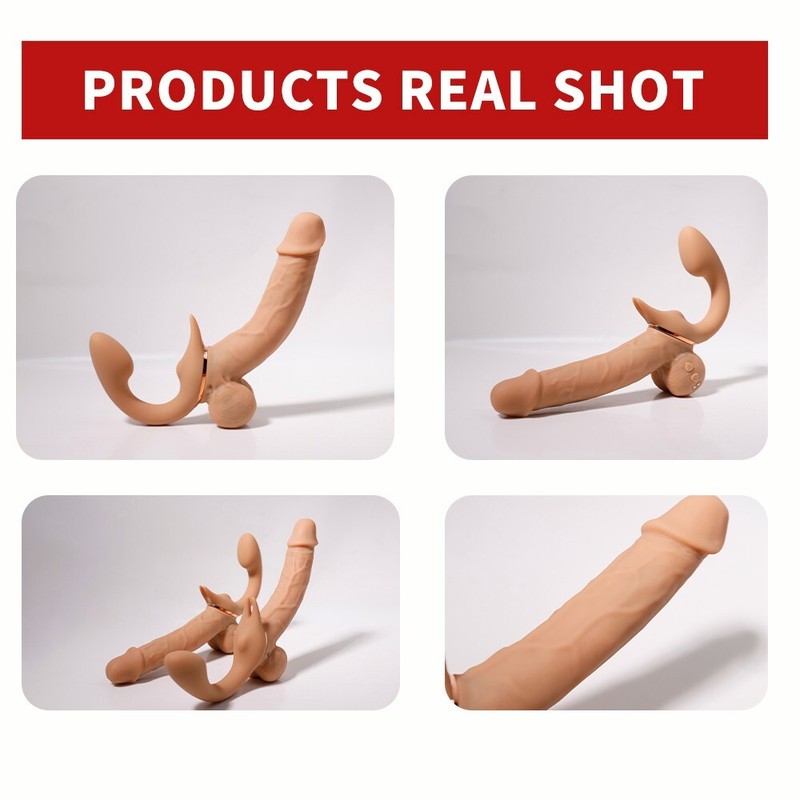 Vibrating Strapless Strap-On Dildo Vibrator Pegging Anal Lesbian G-spot Sex-Toys gallery
