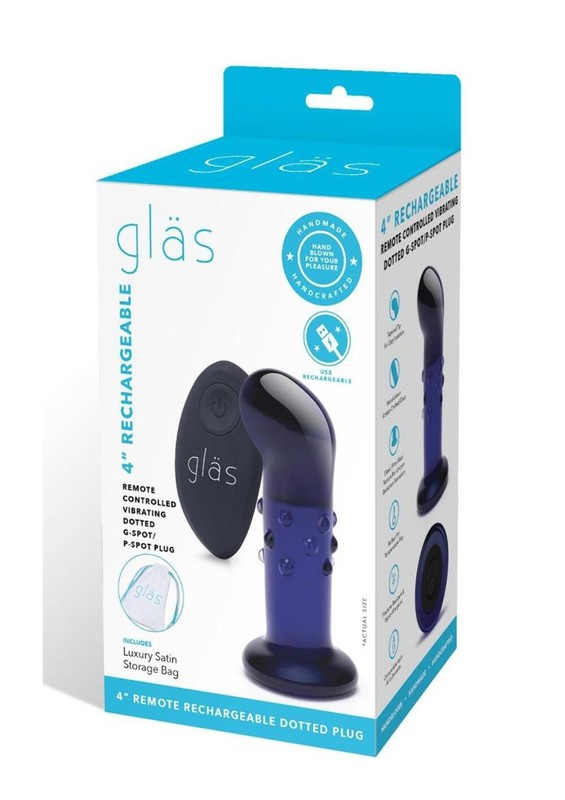 Gläs 4in Remote Rechargeable Dotted G-Spot and P-Spot Vibrating Plug gallery