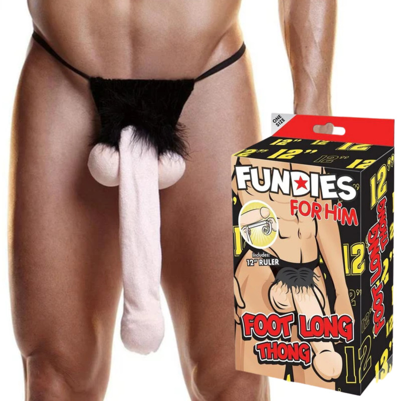 G-String Brief With Penis Foot Long Thong with Paper Ruler Male Bikini Underwear