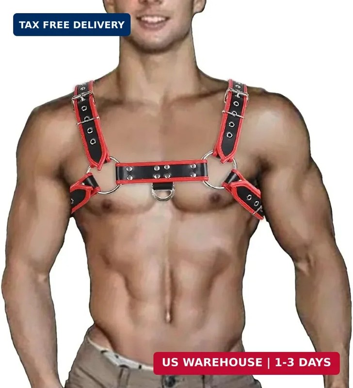 Punk PU Leather Harness for Man Adjustable Leather Harness Body Chest Half Harne
