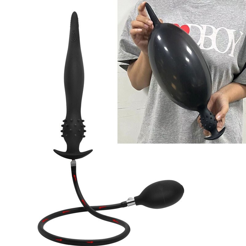 G-Spot Sex Toys Inflate Anal Plug Huge Buttplug Dildo Long Pull Bead Stimulate