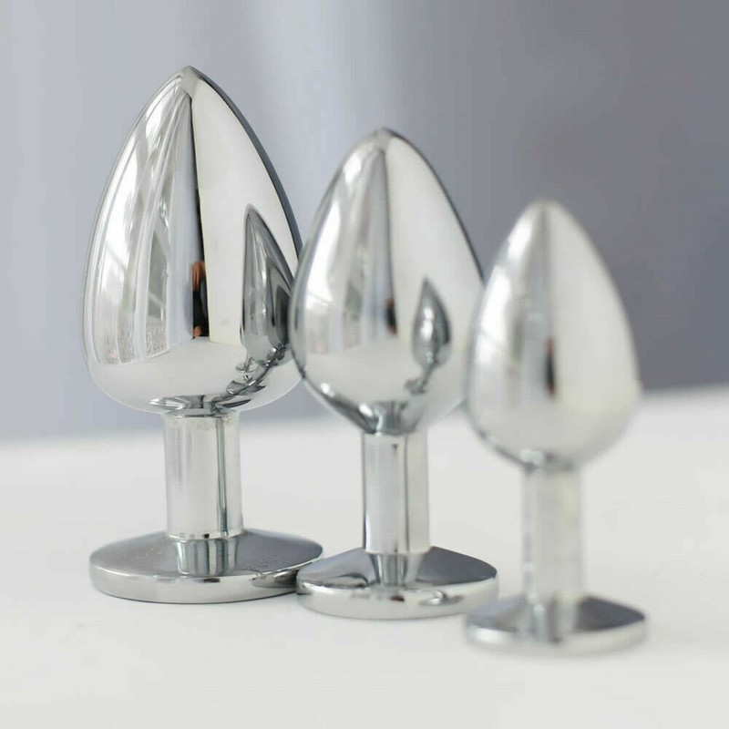 Sex Toy For Women Men Couples Metal Jewel Anal Butt Plug STAINLESS S/M/L Set Kit gallery