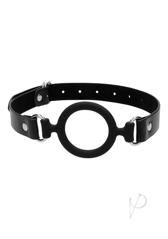 Ouch! Silicone Ring Gag with Adjustable Bonded Leather Straps - Black gallery