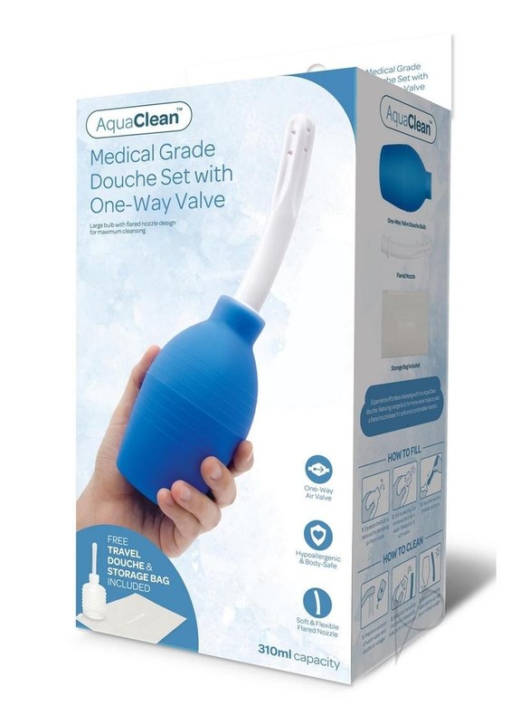 AquaClean Large Volume 310ML Douche with One Way Valve – Blue/White