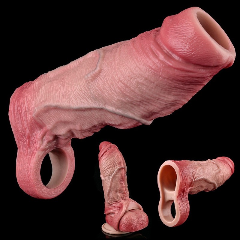 Penis Sheath Realistic Texture Sleeve Penis Enlarger Enhancer Extender US Men