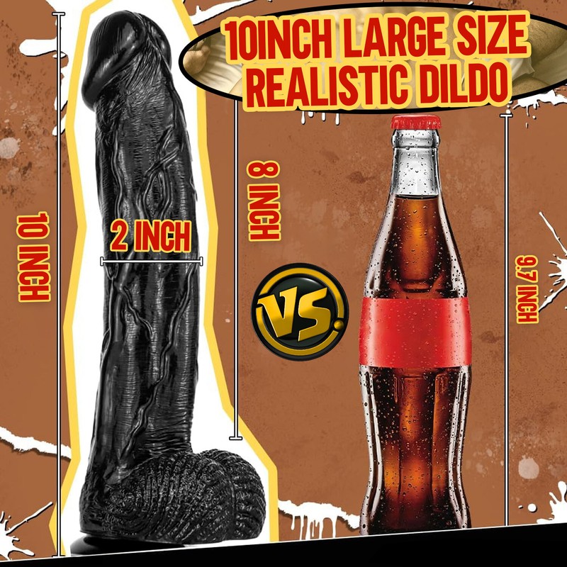 25CM Huge Big Dildo Suction Cup Realistic Penis Dong G-spot Sex Toy Female Black gallery