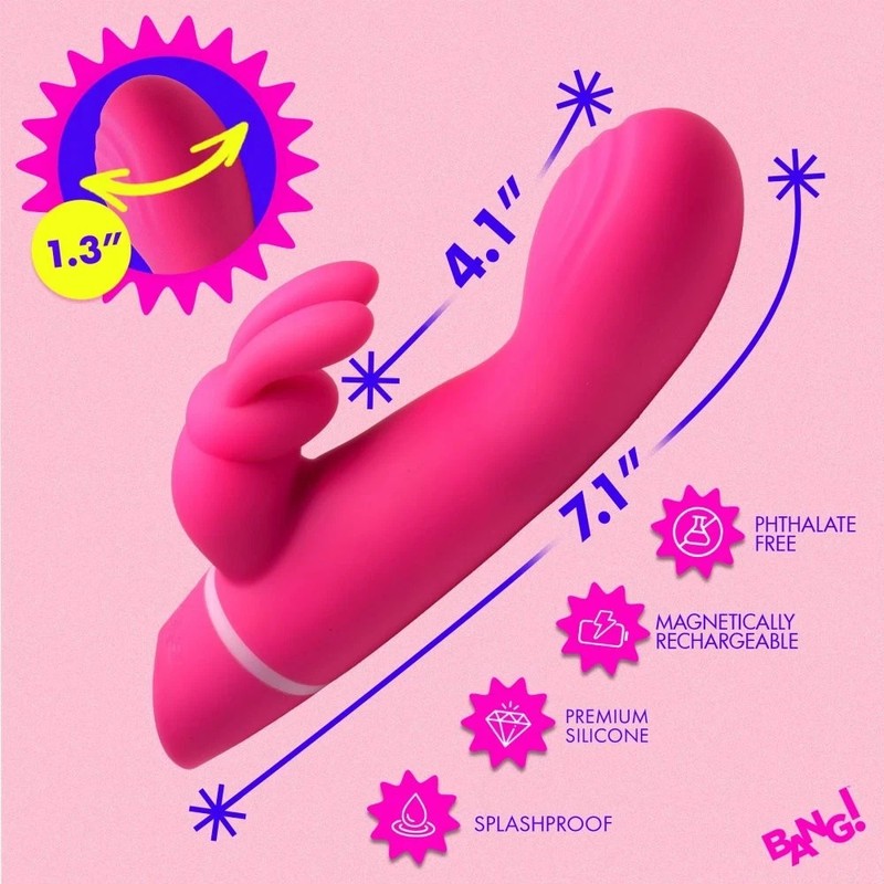 Bang! Come Hither Rabbit Vibrator – Rotating Beads Silicone Dual Motor gallery
