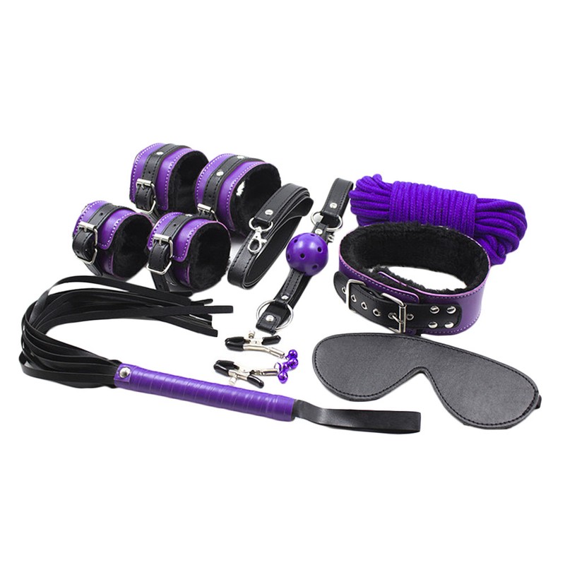 8Pcs Set SM Leather Bondage BDSM Bondage Kit Sex Toy Sexual Bondage for Couple