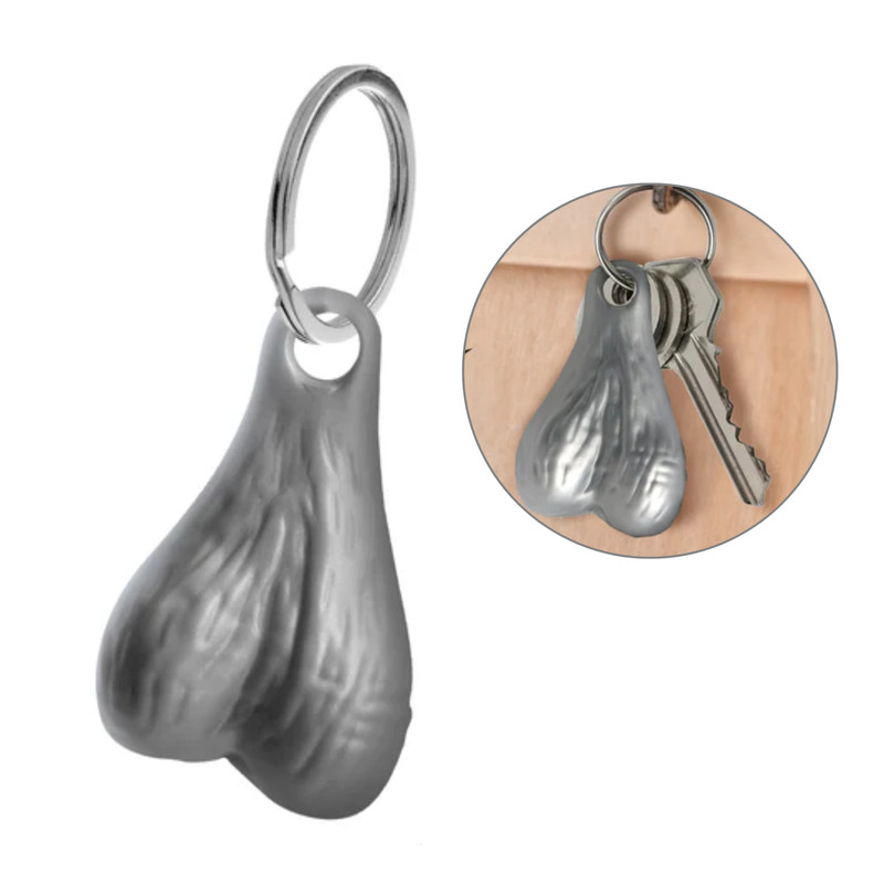 Naughty Fun Gag Gift Big Ballers Keychain Bachelorette Novelty Item – Silver