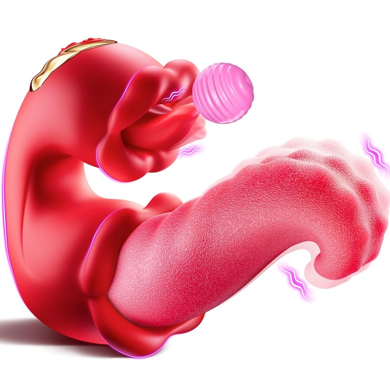 Rose Tongue Vibrator Clit G-Spot Dildo Massage Licking Oral Sex Toy Women Orgasm