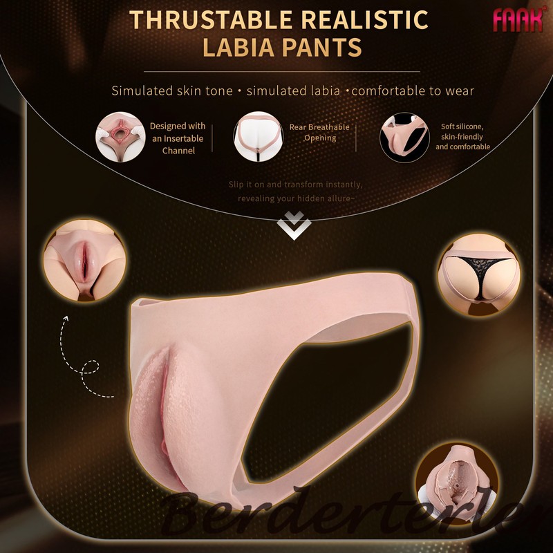 Silicone Clitoris Pants Hole Underwear Insertable Penis Masturbator Fake Vagina gallery