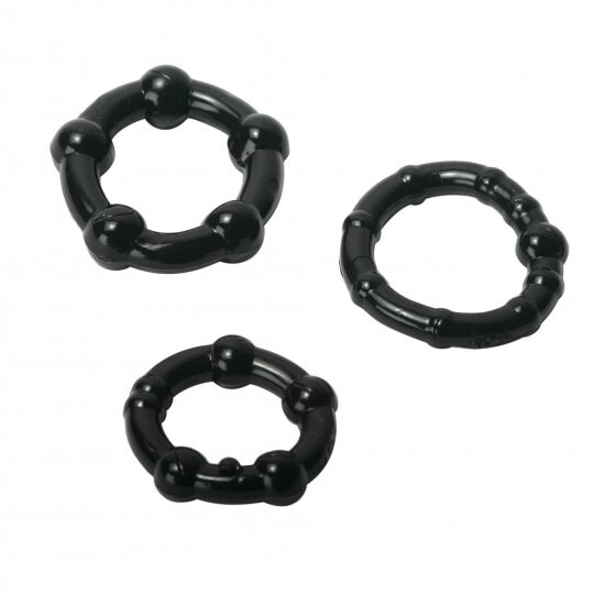Black Performance Erection Penis Rings Packaged 3 Ring Set Enhancer Erectile Dys gallery