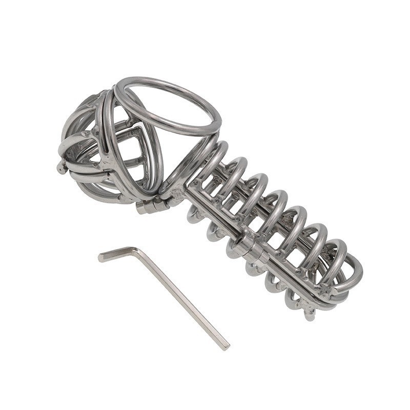 Male Chastity Device Stainless Steel Chastity Cage Ring Ball Stretchers