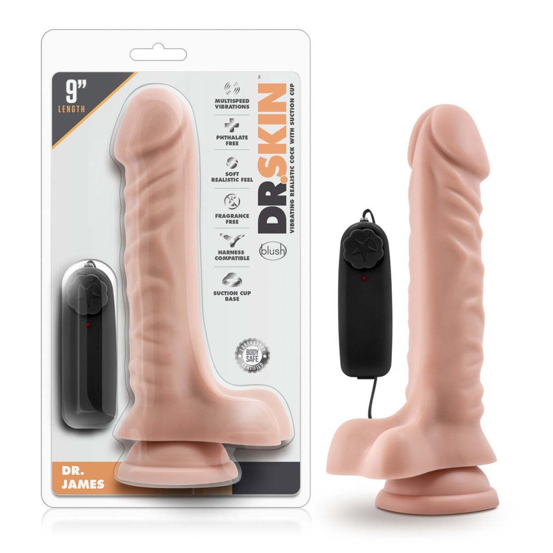 Blush Dr. Skin 9.5 Inch Lifelike Realistic Remote Control Vibrating Dildo