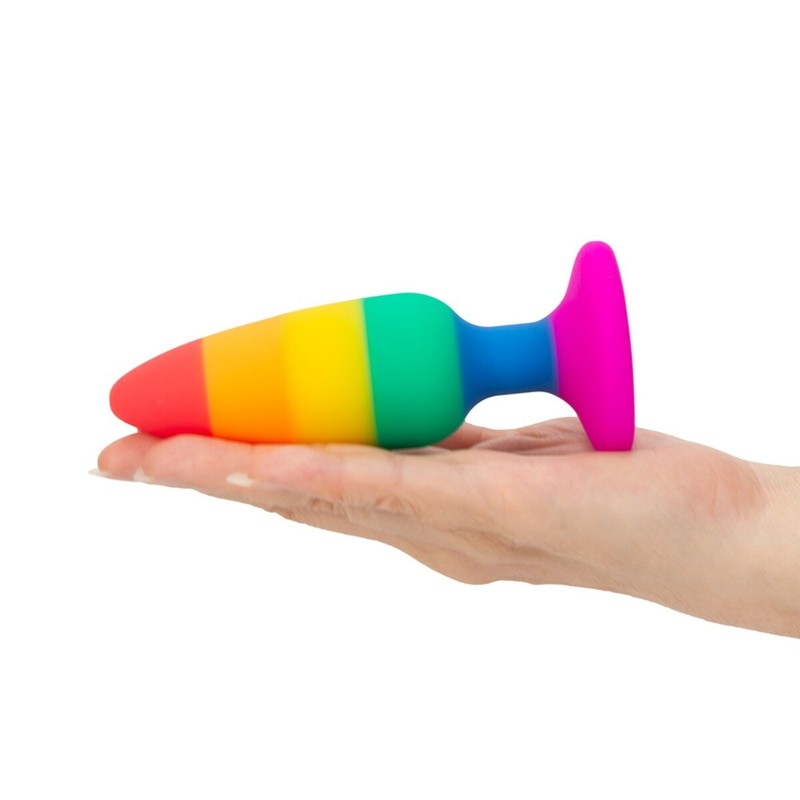 Silky Smooth Silicone Rainbow Pride Anal Butt Plug Sex Toys for Gay