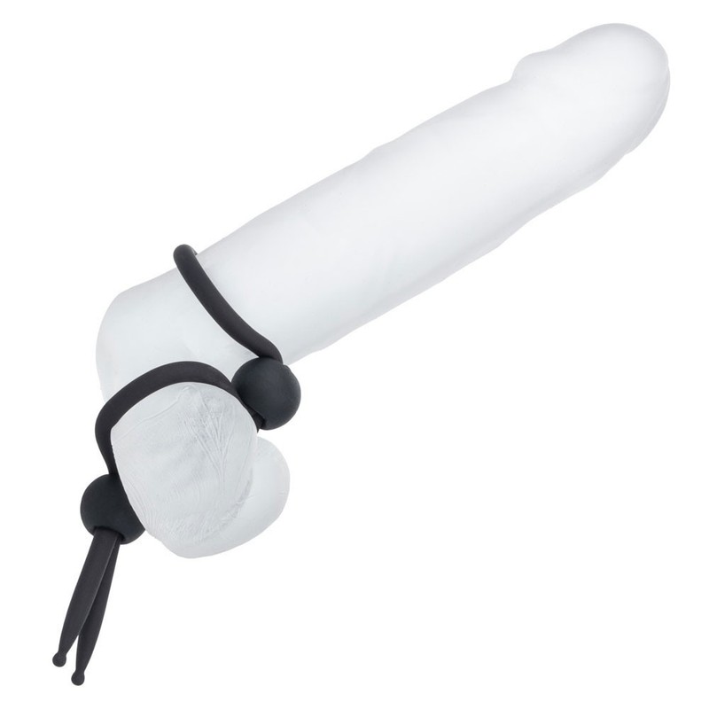 CalExotics Alpha Liquid Silicone Dual Lasso Cock Ring Black gallery
