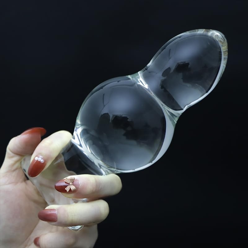 Large Gourd Shape Glass Anal Plug Prostate Massage Crystal Butt Trainer Expan…