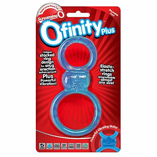 Ofinity Plus Super Stretchy Vibrating Double Silicone Cockring Waterproof Blue gallery