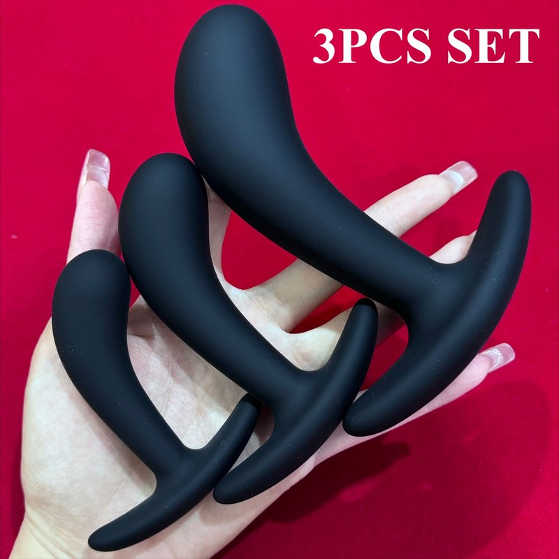 Silicone Anal Butt Plug Kit Prostate Massager Dildo Trainer Set Beginer Sex Toys gallery